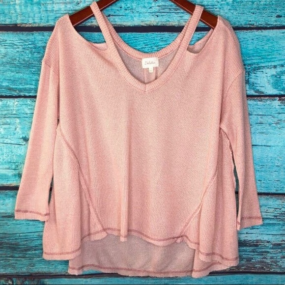 ANTHRO DELETTA Cold Shoulder Knit High Low Sweater - Picture 1 of 5